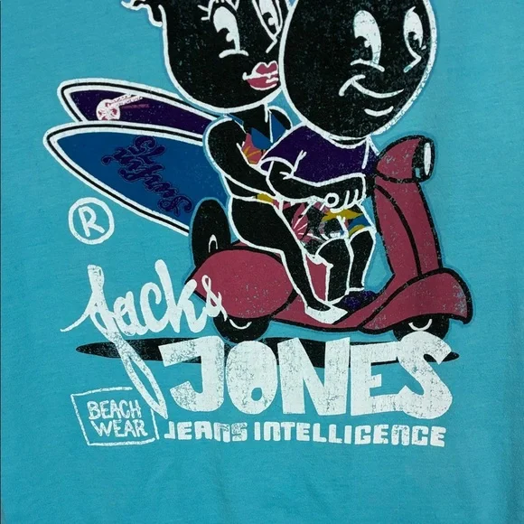 Y2K Graphic Cartoon Surf Tee Jack & Jones Beach Skate Graphic L - Picture 7 of 10